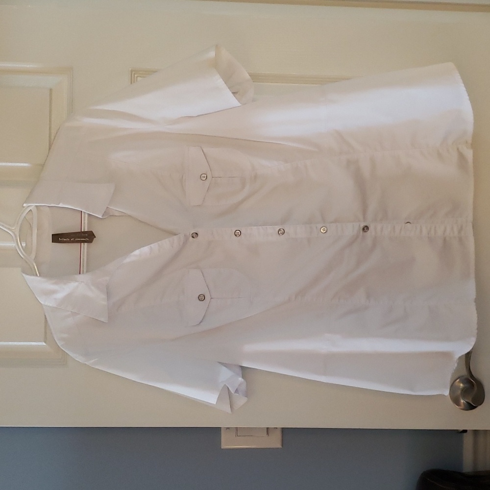 2X White Short Sleeve Button Up - Witty is Pretty by Penningtons